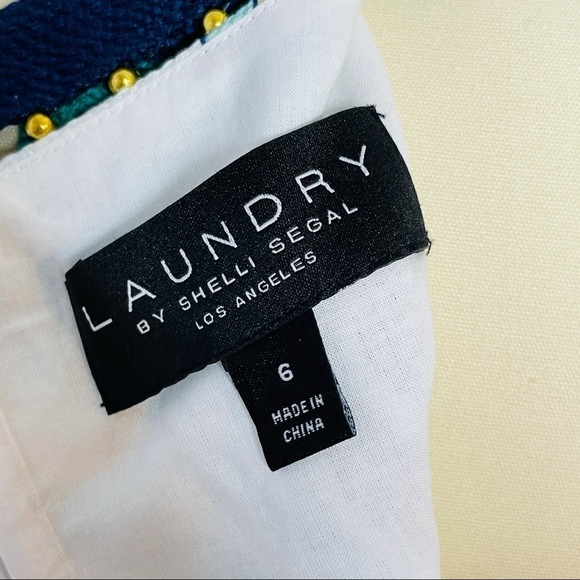 Laundry by Shelli Segal Printed Beaded Neck Dress- Size 6 - Picture 9 of 9